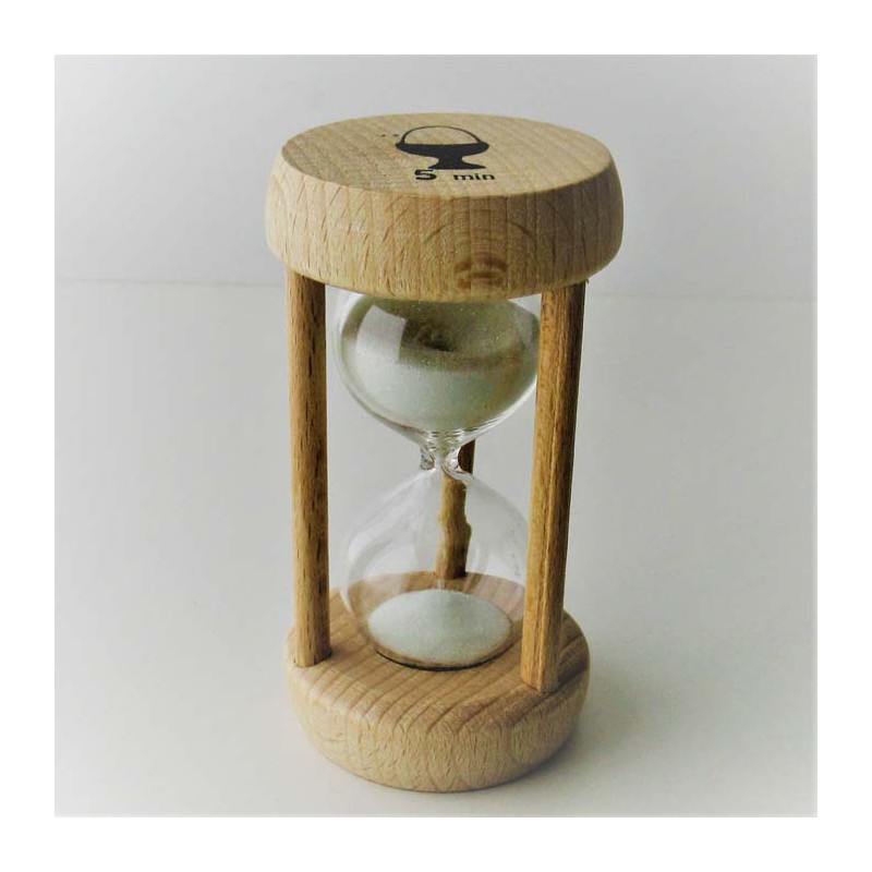 Sanduhr 5 Min. 10 cm Eieruhr Buche Holzgestell