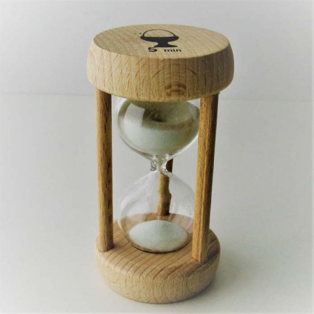 Sanduhr 5 Min. 10 cm Eieruhr Buche Holzgestell