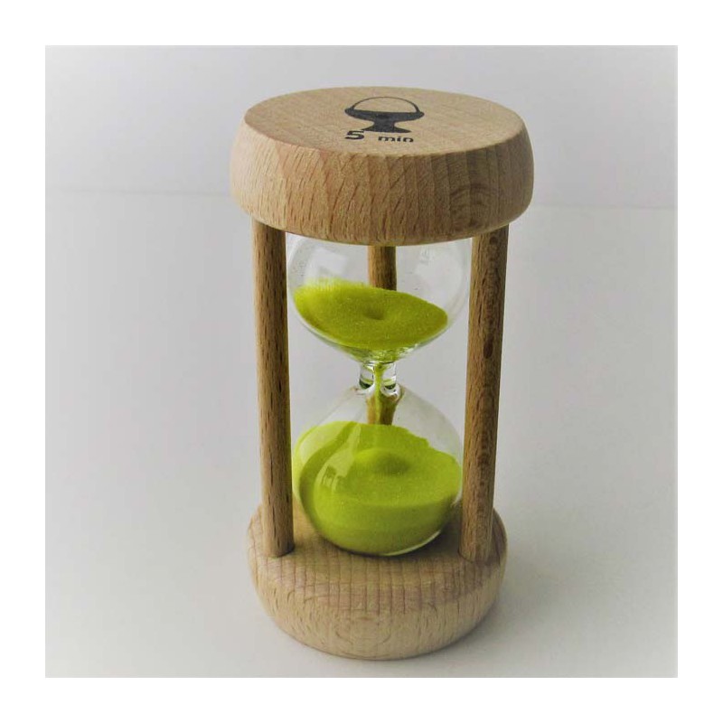 Sanduhr 5 Min. 10 cm Eieruhr Buche Holzgestell