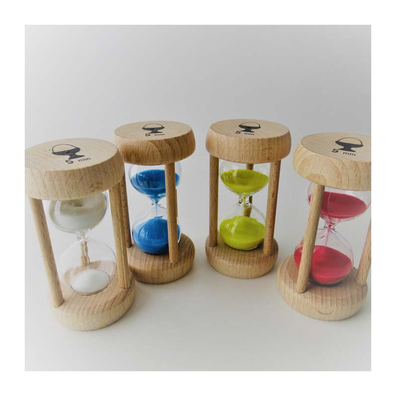 Sanduhr 5 Min. 10 cm Eieruhr Buche Holzgestell