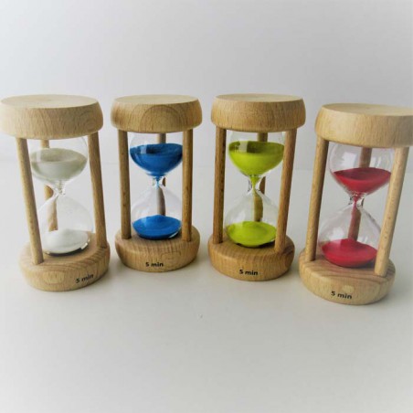 Sanduhr 5 Min. 10 cm Buche Holzgestell
