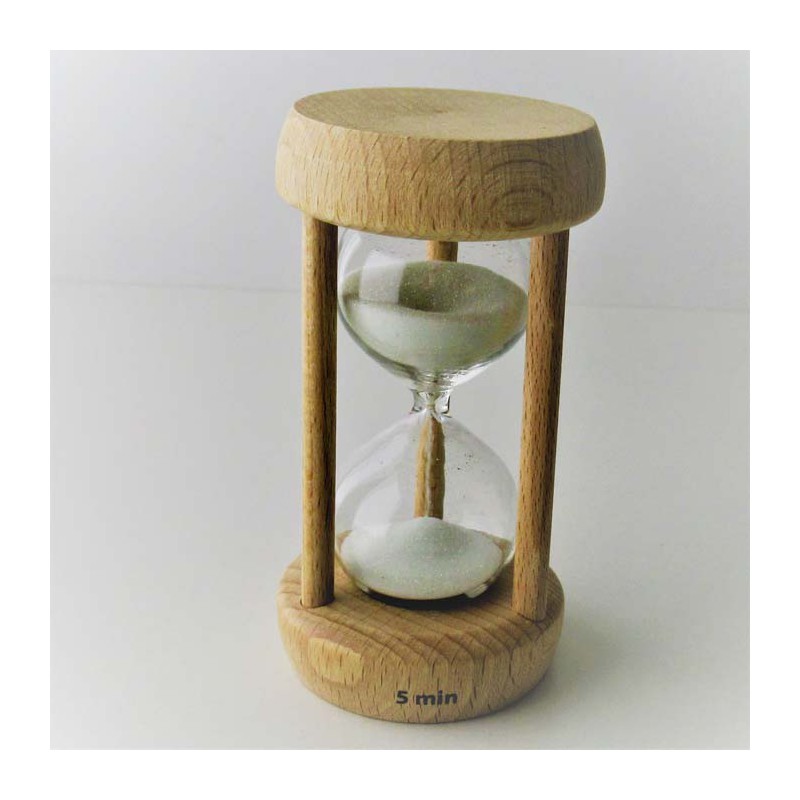 Sanduhr 5 Min. 10 cm Buche Holzgestell