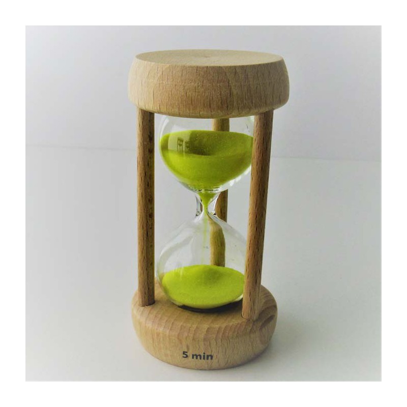 Sanduhr 5 Min. 10 cm Buche Holzgestell