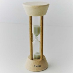 Sanduhr 3 Min. 10 cm zylindrisch Buche Holzgestell