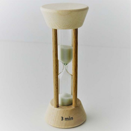 Sanduhr 3 Min. 10 cm zylindrisch Buche Holzgestell