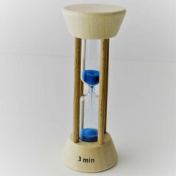 Sanduhr 3 Min. 10 cm zylindrisch Buche Holzgestell