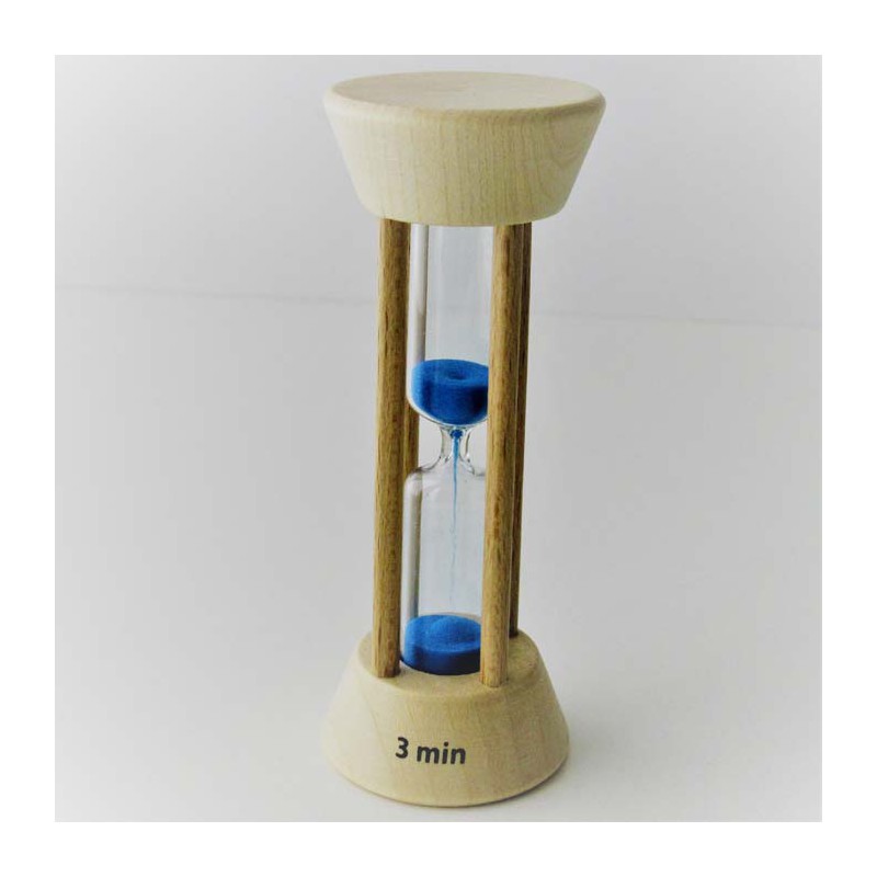 Sanduhr 3 Min. 10 cm zylindrisch Buche Holzgestell