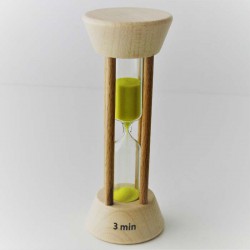 Sanduhr 3 Min. 10 cm zylindrisch Buche Holzgestell