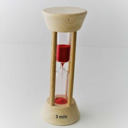 Sanduhr 3 Min. 10 cm zylindrisch Buche Holzgestell
