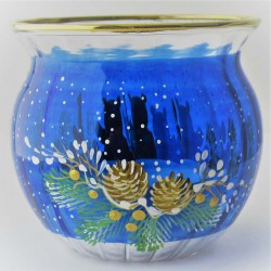 Glas Windlicht 65mm blau Weih nachts Bär sortiert