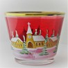 Glas Windlicht 75mm rot konisch Winter Kirche  mit Goldrand sortiert