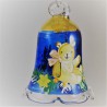 Glasglocke 040 mm Blau Baer Weihnacht mit Goldrand zum hängen