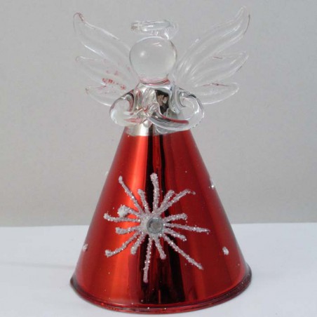 Glas Engel 80mm rot-klar betend,  zum hängen und stellen