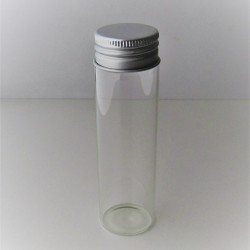 Reagenzglas 60ml ca. 40 x 120mm 35g mit Gewinde und Alu Schraubkappe