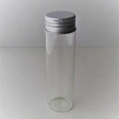 Reagenzglas 60ml ca. 40 x 120mm 35g mit Gewinde und Alu Schraubkappe