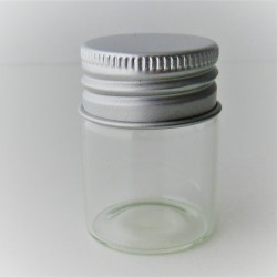 Reagenzglas 15ml ca. 40 x 30 mm 14g mit Gewinde und Alu Schraubkappe