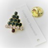 Tannenbaum Pin 2 cm mit Swarovski Steinen klar-grün