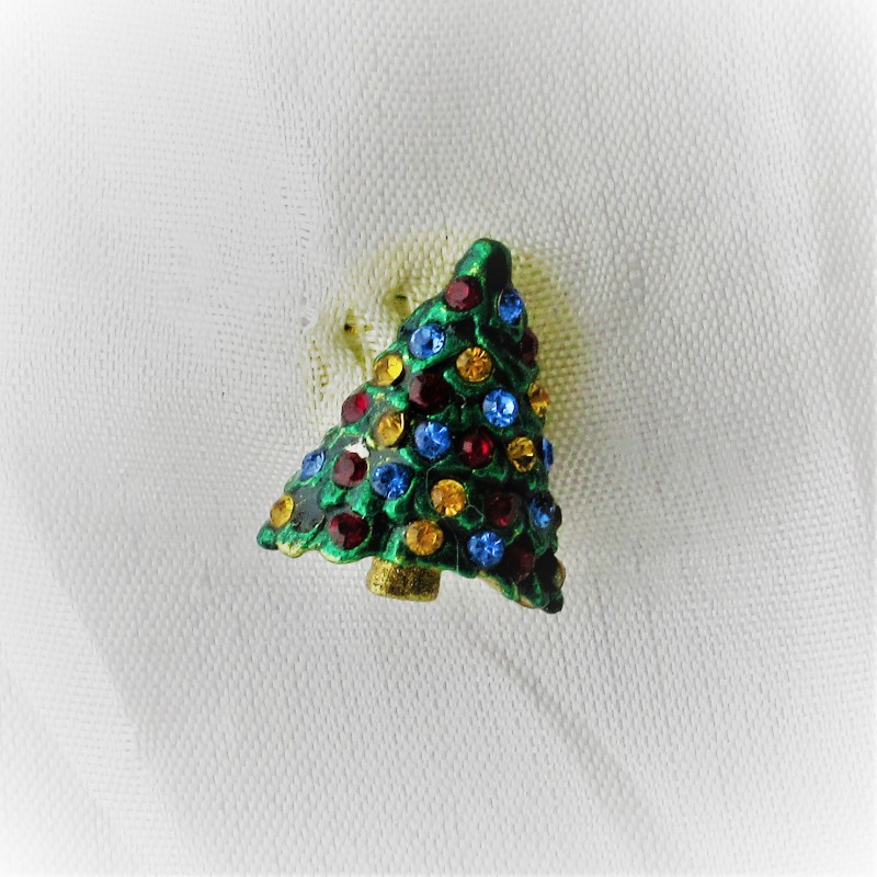 Tannenbaum 1.6cm Pin  mit Swarovski Steinen bunt