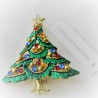 Tannenbaumbrosche, 5.8 cm mit Swarovski Steinen bunt