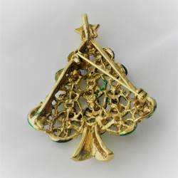 Tannenbaumbrosche 6cm mit Swarovski Steinen bunt