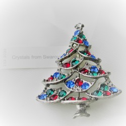 Christbaumbrosche 6cm mit Swarovski Steinen bunt