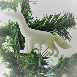 Glas-Christbaumschmuck  Fuchs weiss Hohlglas auf Clip