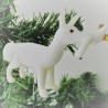Glas-Christbaumschmuck Fuchs mit Gans weiss Hohlglas auf Clip,