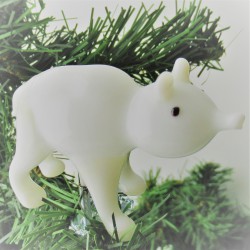Glas Christbaumschmuck weiss Bär mit Augen auf Clip,