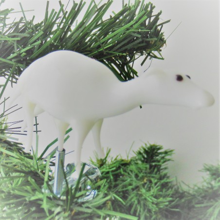 Glas-Christbaumschmuck Schaf weiss Hohlglas auf Clip