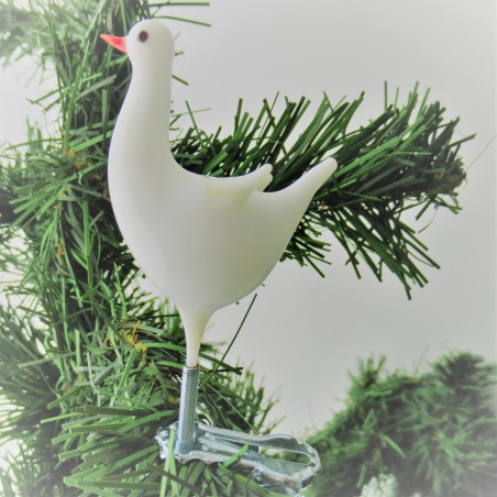 Glas-Christbaumschmuck Gans weiss Hohlglas auf Clip