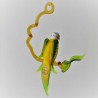 Glasvogel, Wellensittich 130mm gelb-grün auf Ast zum hängen