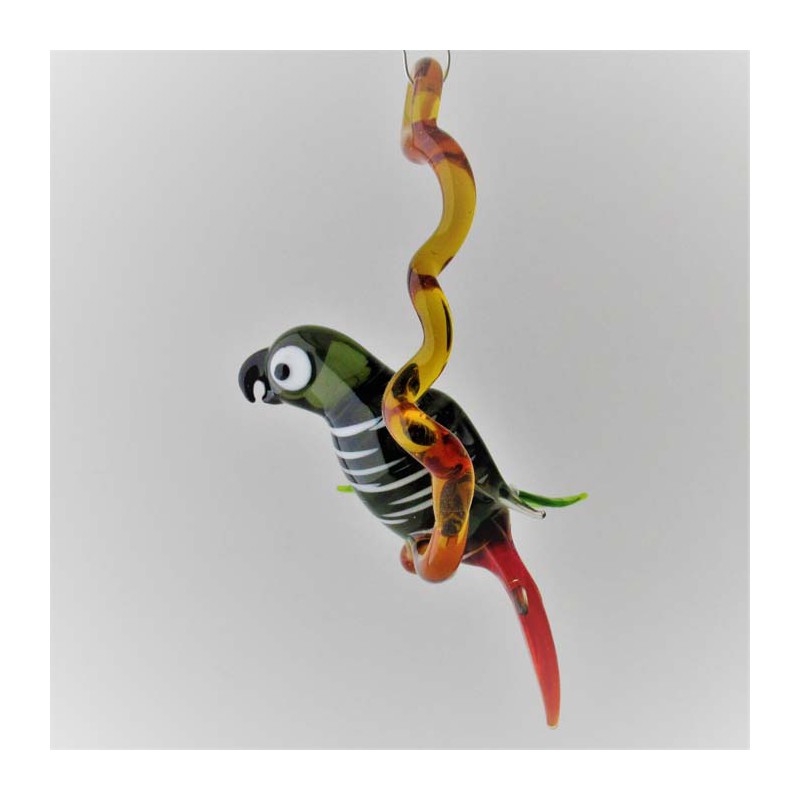 Glasvogel, Papagei 150 mm auf Ast, zum hängen