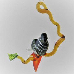 Glasvogel, Papagei 150 mm auf Ast, zum hängen