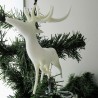 Glas-Christbaumschmuck Hirsch weiss Hohlglas stehend auf Clip