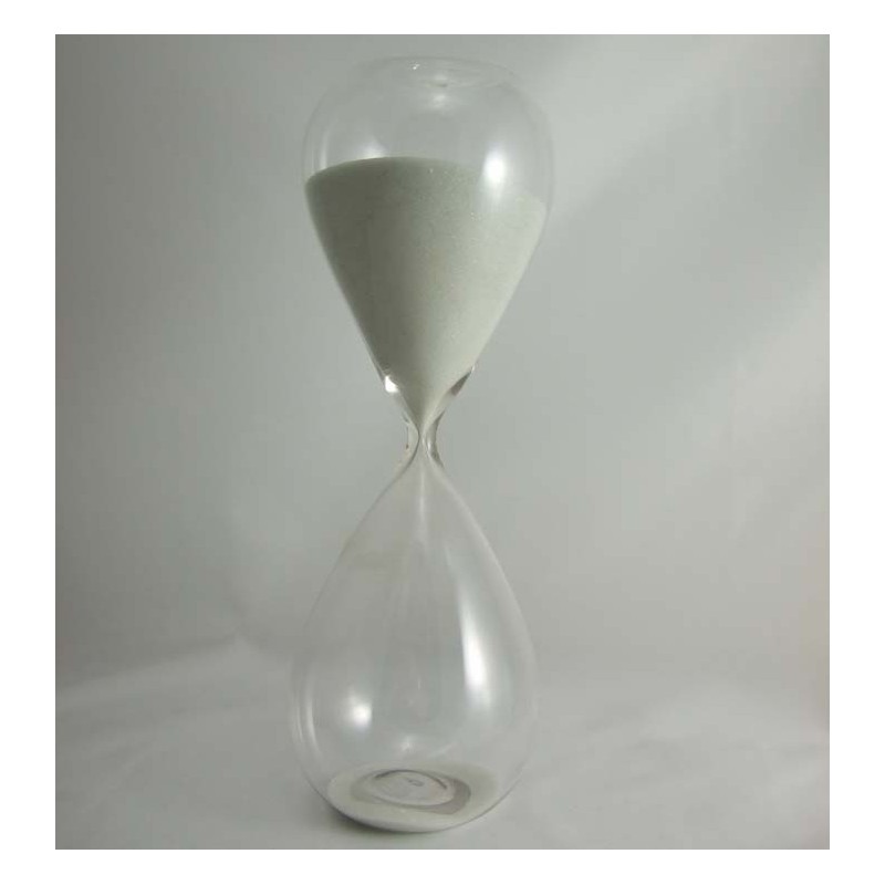 Glas-Sanduhr 50 Min. 25 cm Weiss, Glas-Sanduhr 50 Min. 25 cm Weiss,